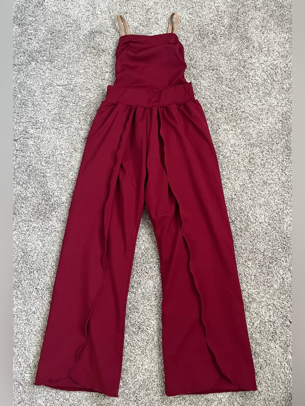 Burgundy Wide-Leg Girls Dance Costume with Scallop Pant Detail Size 10